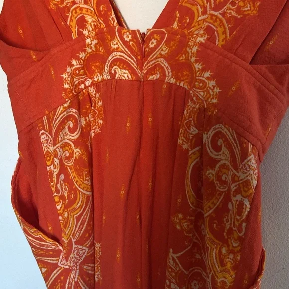 Free People Setting Sun orange sleeveless 100% cotton jumpsuit - Picture 9 of 13